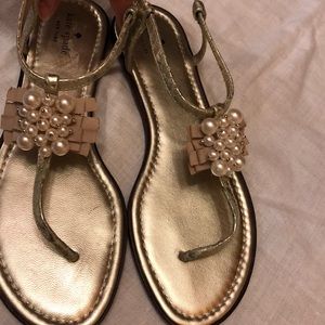 Kate Spade Gold and Pearls Sandals